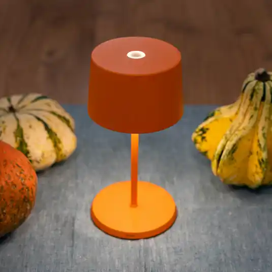 Zafferano Olivia mini 3K lampada da tavolo ricaricabile arancione Spedizione Espresso