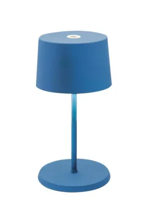 Consegna Rapida Zafferano Olivia mini 3K lampada da tavolo ricaricabile blu capri