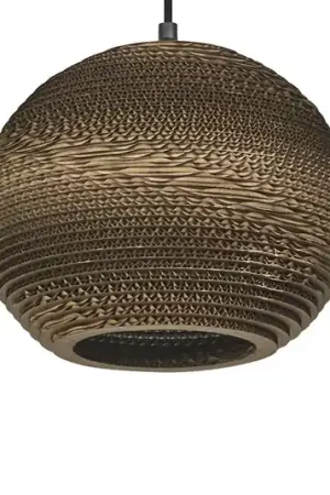 LEDVANCE lampada a sospensione Ball, Ø 26 cm, marrone, cartone ondulato, E27 Offerta Del Giorno