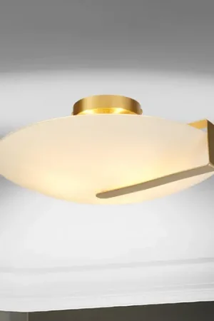 Acquista Ora Plafoniera Sundial, oro/bianco opale, acciaio, vetro, E27