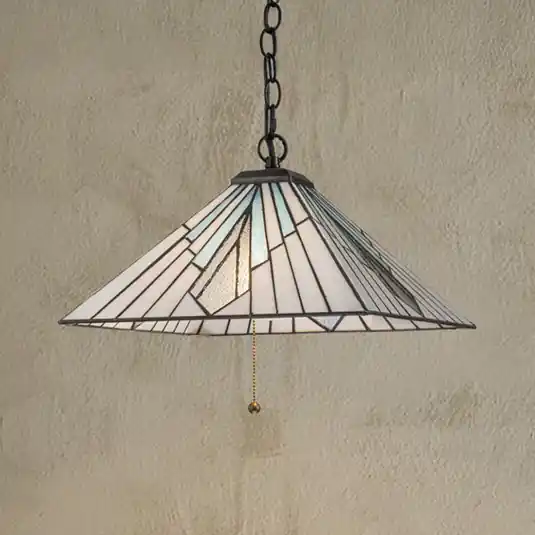 Lampada a sospensione Alderley, stile Tiffany, bronzo, interruttore a strappo Prezzo Ridotto