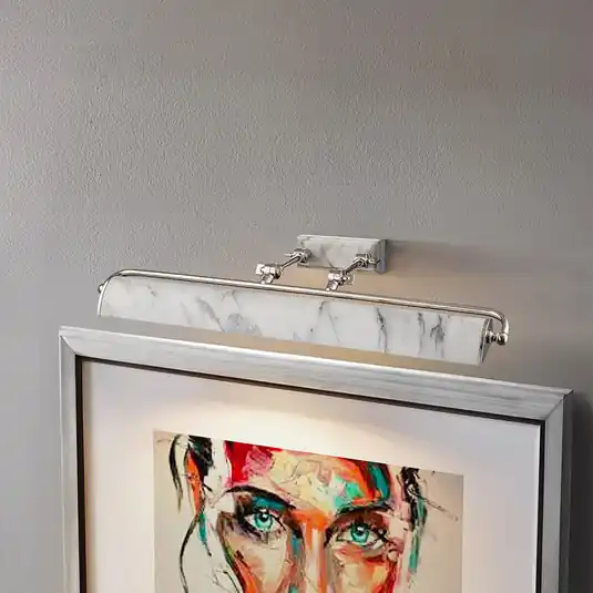 Applique Winchfield, larghezza 70 cm, bianco marmorizzato/nickel Must-Have