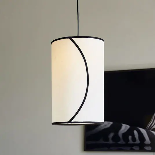 PR Home Lampada a sospensione Ava, Ø 25 cm, cotone biologico, color crema Nuova Collezione
