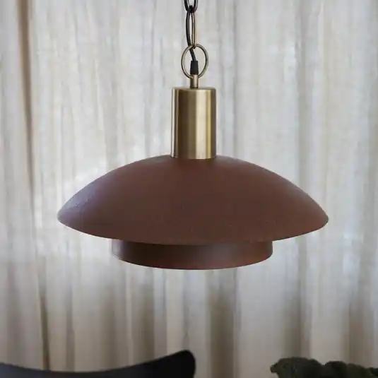 PR Home lampada a sospensione Bolton, Ø 45 cm, color ruggine, metallo Spedizione Espresso
