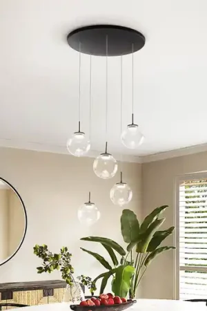 Solo Oggi Lampada LED a sospensione Ariel, a 5 luci, rotonda, dimmer graduale, CCT