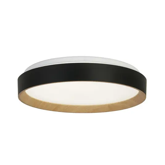 Plafoniera Sorrento nero/legno Ø 38 cm Telecomando Soddisfatti O Rimborsati