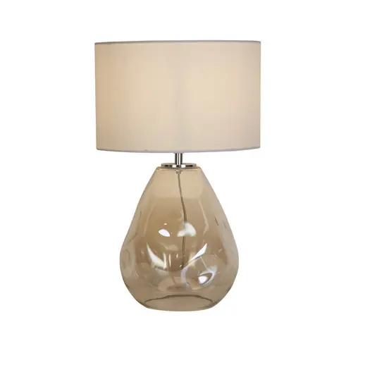 Lampada da tavolo Devon, bianco/crema, altezza 44,5 cm, tessuto/vetro Prezzo Conveniente