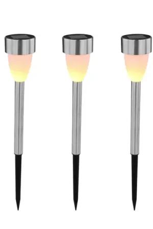 Ultimissimo Modello Lampada LED solare con picchetto 33576-3, acciaio inox, set da 3