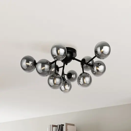Maytoni plafoniera Dallas, vetro nero/grigio fumo a 12 luci Sconto