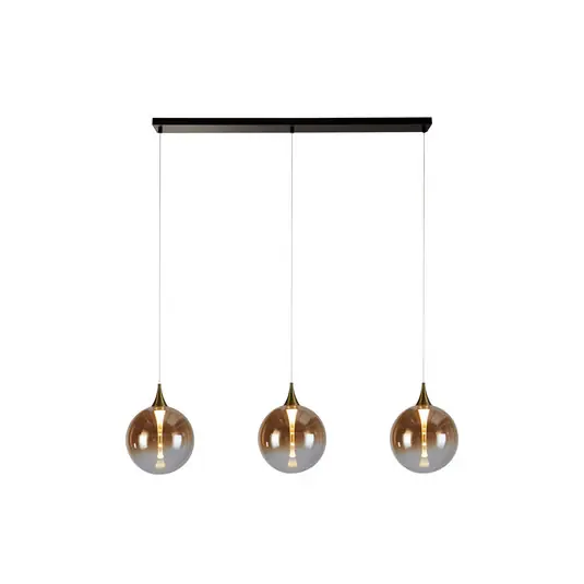 Offerta Limitata Lampada LED a sospensione Alchemy, a 3 luci, nero, ambra, vetro