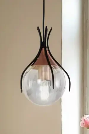 Lampada a sospensione Sinka, grigio fumo/nero, Ø 13 cm, vetro/metallo Di Tendenza