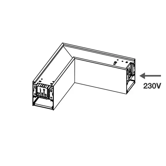 Angolo SLC LED Click L, AC, collegamento a destra, nero Ultima Occasione