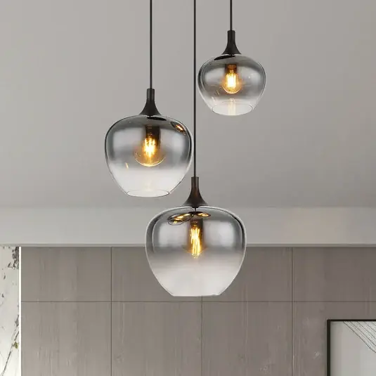 Lampada a sospensione Maxy, Ø 48 cm, grigio fumo, vetro, a 3 luci. Solo Oggi