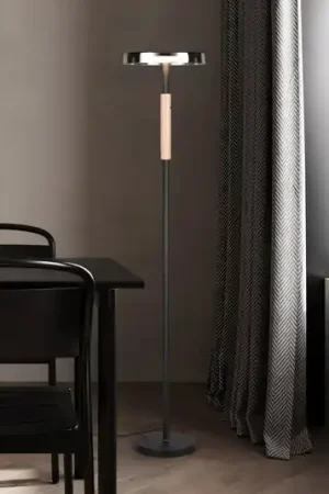 Acquista Ora Lampada LED da pavimento Celeste cromo/legno 160 cm vetro/metallo Touchdim
