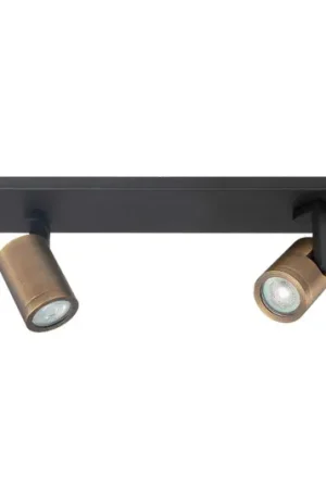 Faretto da soffitto Halo, nero/ottone brunito Lunghezza 40 cm a 2 luci. Saldi
