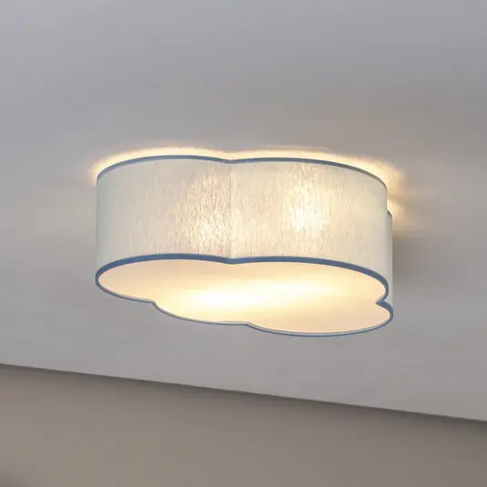 Plafoniera Cloud, blu, 43 cm di lunghezza, tessuto, nuvola, E27 Offerta Del Giorno