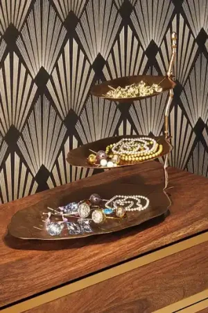 KARE Etagere Leaf, alluminio, ottonato, h 46 cm Soddisfatti O Rimborsati