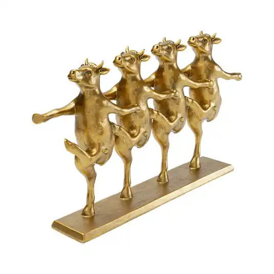 Reso Gratuito KARE Mucche danzanti statuetta decorativa, color oro, poliresina, H 23 cm