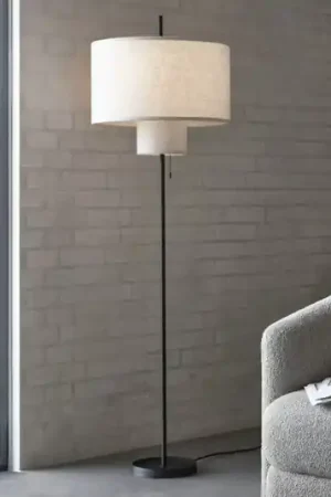Non Perdere New Works lampada da terra Margin, beige, Ø 46 cm altezza 153 cm tessuto