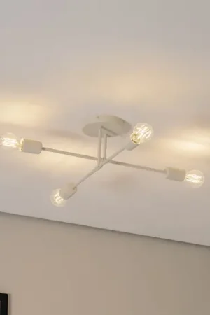 Plafoniera Cambridge, a 4 luci, color sabbia, in metallo Prezzo Ridotto