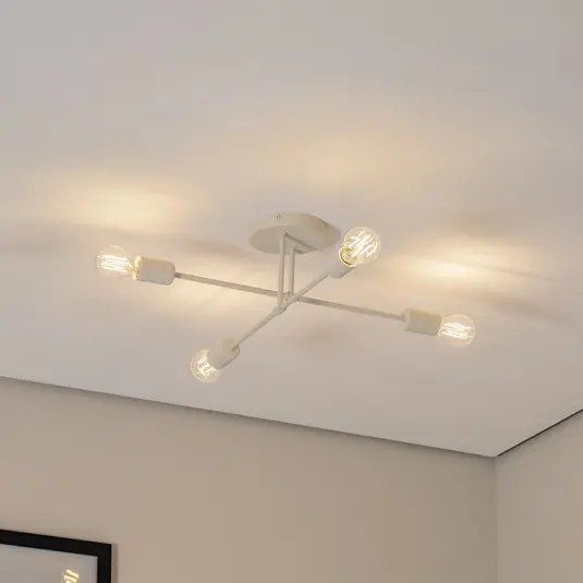 Plafoniera Cambridge, a 4 luci, color sabbia, in metallo Prezzo Ridotto