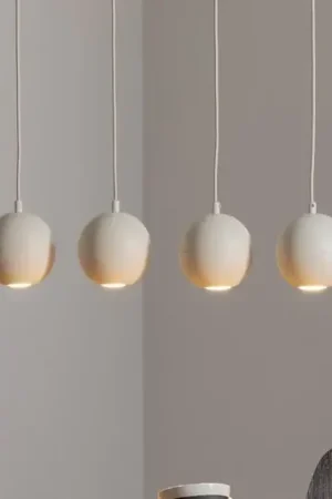Popolare Lampada a sospensione Midway, color sabbia, a 4 luci, lunghezza 65 cm, GU10