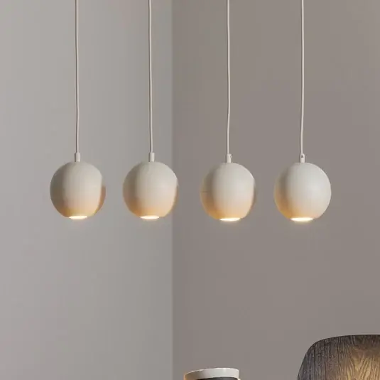 Popolare Lampada a sospensione Midway, color sabbia, a 4 luci, lunghezza 65 cm, GU10