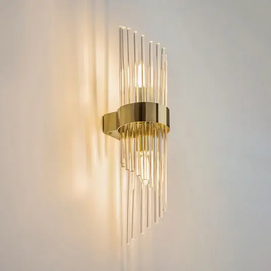 Reso Gratuito Maytoni applique Frame, a 2 luci, altezza 46 cm, oro/trasparente