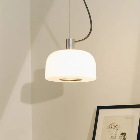 Prezzo Scontato Flos lampada a sospensione Bellhop Glass S1, color alluminio, vetro, Ø 33 cm