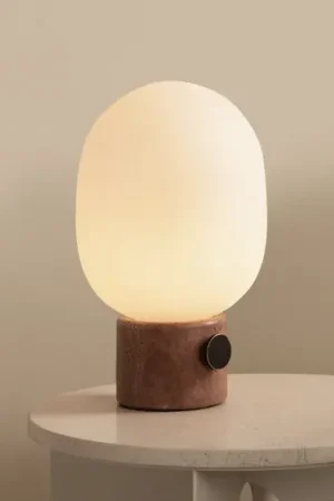 Spedito Oggi Audo JWDA lampada da tavolo, travertino rosso, altezza 32 cm, dimmerabile