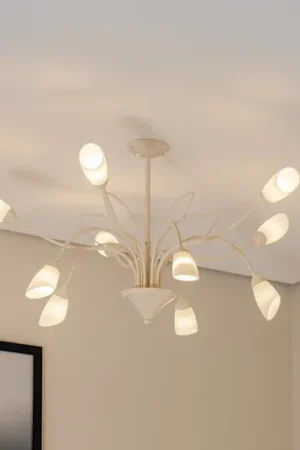 Plafoniera Gloriosa, vetro, crema, a 10 luci Spedito Oggi