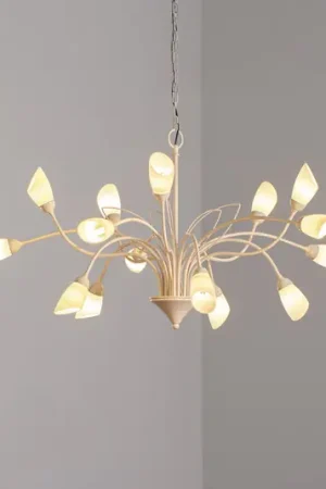 Lampada a sospensione Gloriosa, vetro, crema, 15 luci Compra Online