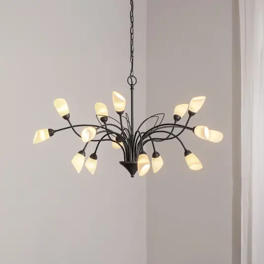Ultimissimo Modello Lampada a sospensione Gloriosa, vetro, nero, 15 luci