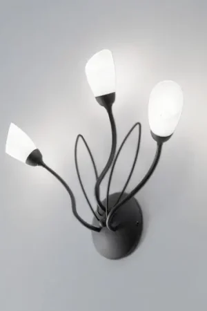 Applique Gloriosa, nero, vetro, a 3 luci Prezzo Basso