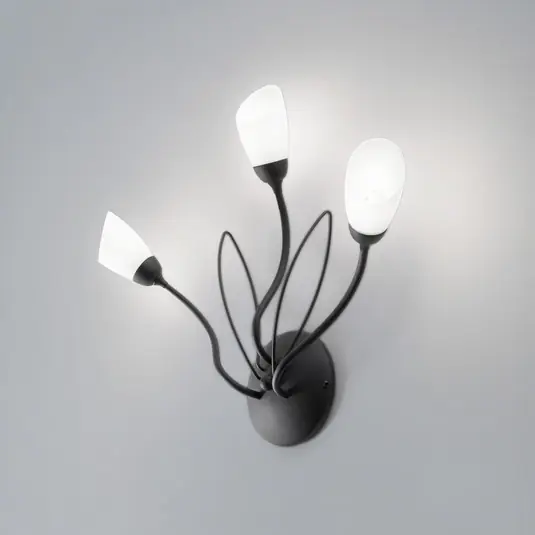 Applique Gloriosa, nero, vetro, a 3 luci Prezzo Basso