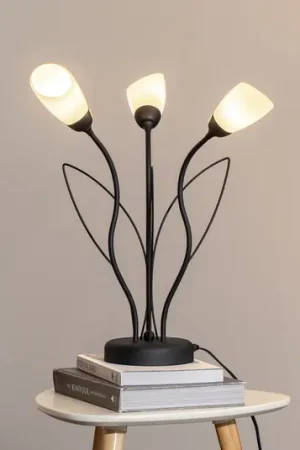 Lampada da tavolo Gloriosa, nero, vetro, a 3 luci Compra Adesso