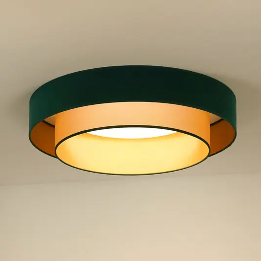 Plafoniera LED Luneta, velluto verde/oro, Ø 60 cm, dimmerabile a 3 livelli Nuova Collezione