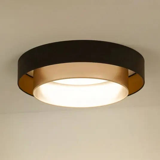Più Venduto Plafoniera LED Luneta, velluto marrone/oro, Ø 60 cm, dimmerabile a 3 livelli