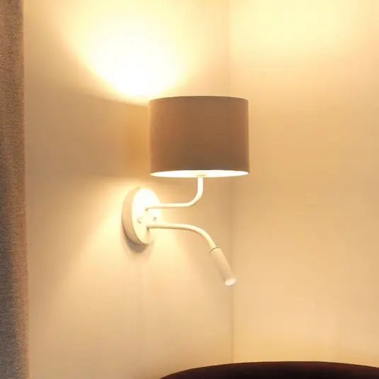 Ultima Occasione Applique Roller, Soro grigio chiaro, bianco, con lampada da lettura