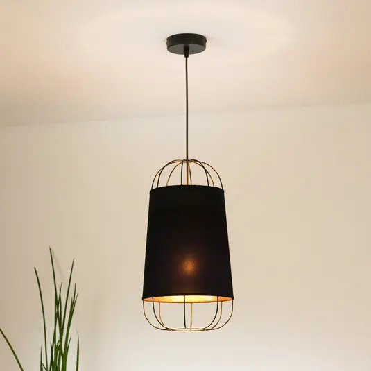 Super Prezzo Lampada a sospensione Lantern piccola, tessuto, metallo, nero