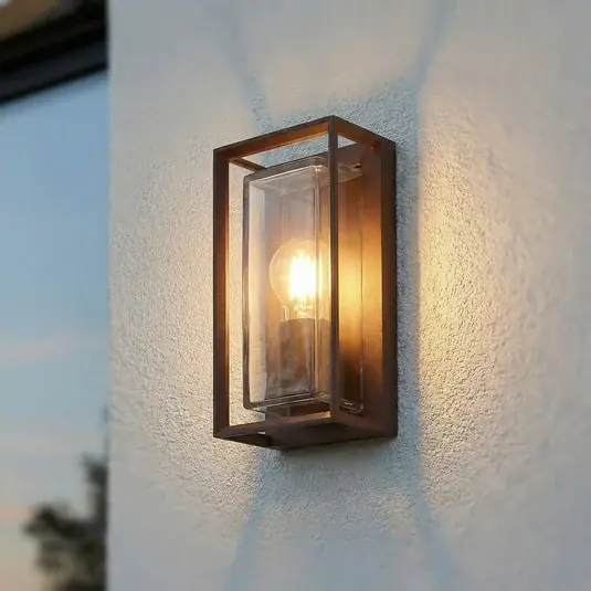 Arcchio Applique da esterno Ismera, color ruggine, IP65, vetro, E27 Vendita Finale