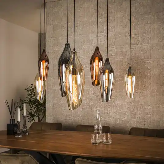 Lampada a sospensione Mixture 4+3, a 7 luci, vetro, multicolore Novità
