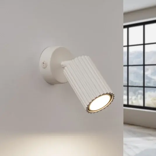 Faretto da parete in carbonio, beige, proiezione 16 cm, interruttore, alluminio Affare
