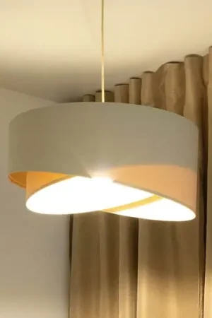 Lampada a sospensione Boho, crema/beige, Ø 50 cm, altezza 23 cm, lino Offerta Speciale