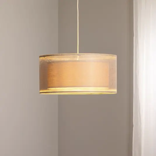 A Buon Prezzo Lampada a sospensione Duo Den Light, beige, Ø 50 cm, lino, PVC