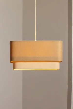 Lampada a sospensione Kwadro Duo, crema/beige, 50x50cm, iuta/lino Offerta Speciale