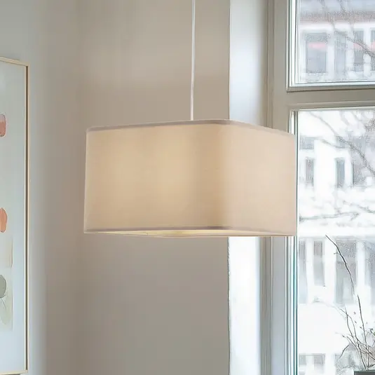 Popolare Lampada a sospensione Kwadro, beige, 40 x 40 cm, tessuto velour