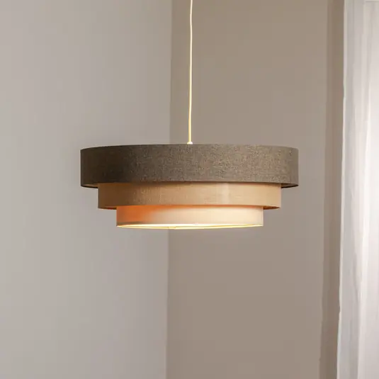 Lampada a sospensione Triniti, marrone/beige/crema, Ø 60 cm, tessuto Nuova Collezione