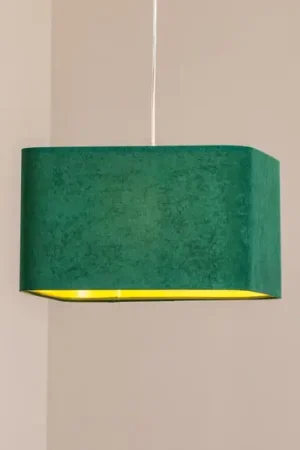Lampada a sospensione Kwadro, verde, 40 x 40 cm, tessuto in velluto Ultima Occasione