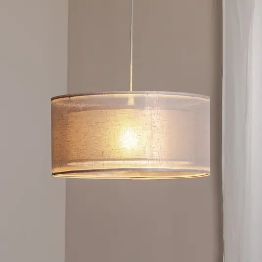 Di Tendenza Lampada a sospensione Duo Den Light, grigio argento, Ø 50 cm, lino, PVC